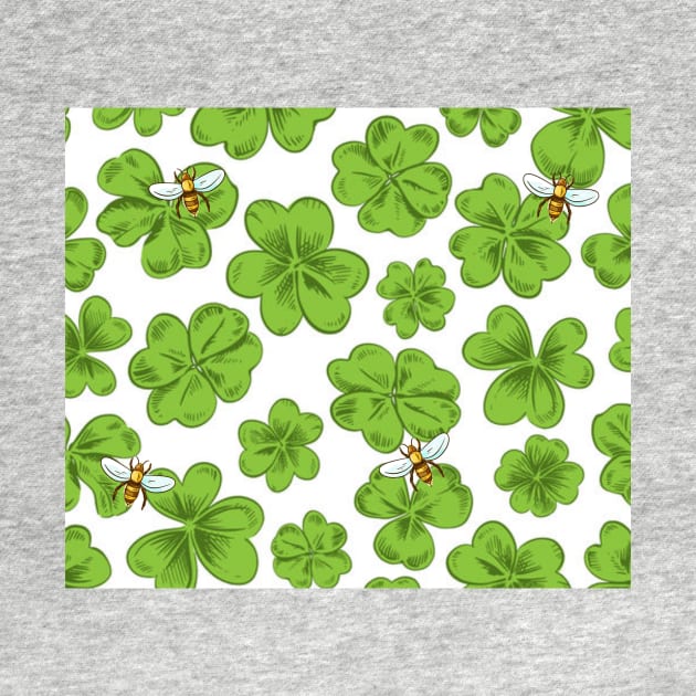 Irish Green Clover Shamrocks and Honeybees by gillys